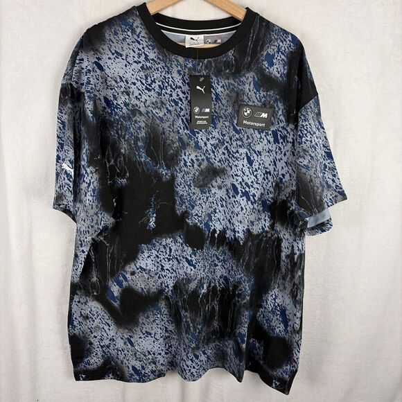 PUMA Bmw MMS Colorsplash All Over Print Crew Neck Short Sleeve T-Shirt Sz XL NWT - Picture 1 of 9